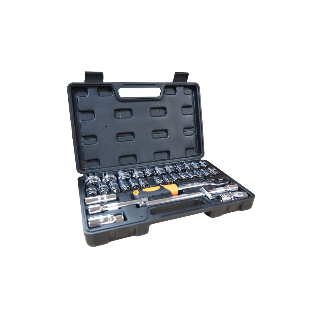 JCM3212-1.jpg JUEGO COPAS 32 PIEZAS SUPERIOR 6 PUNTAS -12 PUNTAS CUADRANTE 1/2" CR VAN 8 MM - 32 MM - Imagen 1