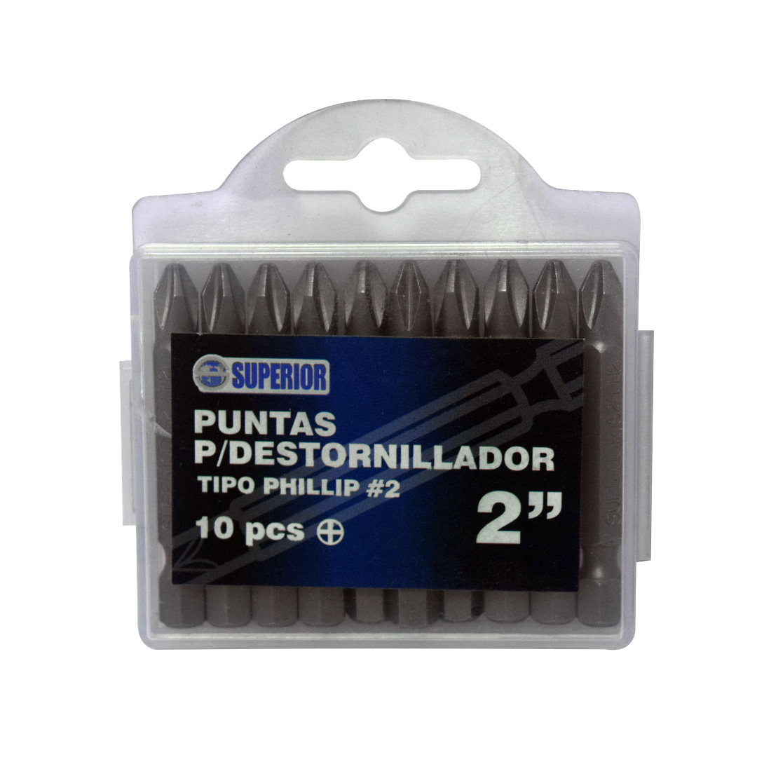 JP10P2-1.png JUEGO PUNTAS 10 PIEZAS PHILLIP #2 X 2" SUPERIOR - Imagen 1